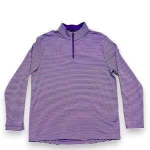 Southern Tide Men Pullover Purple Striped 1/4 Zip Performance Long Slv Small LSU